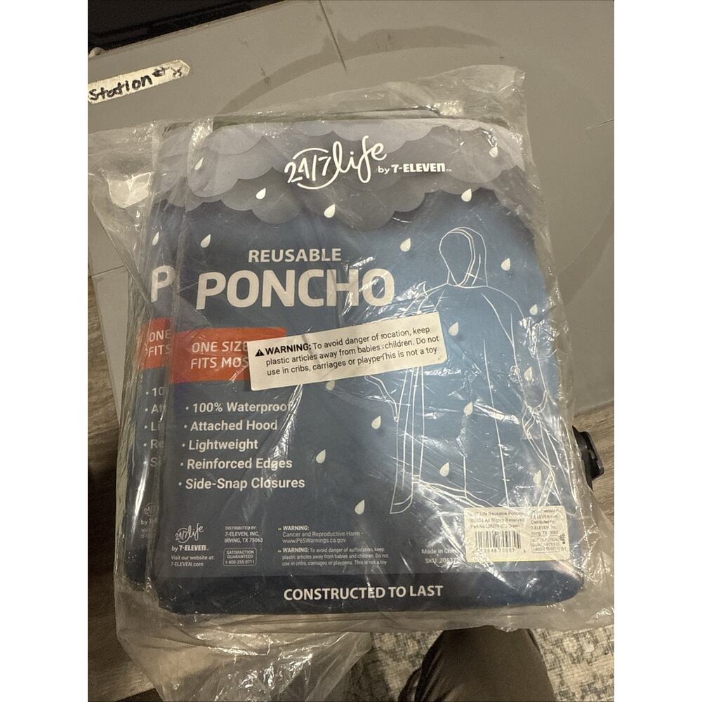 24/7 Life by 7-Eleven Reusable Poncho Pack - 5 Total, One Size Fits Most